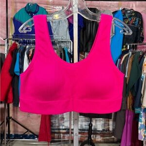 Torrid Size 3 Bright Pink Ribbed Sports Bra *as Is * Small Surface Stain